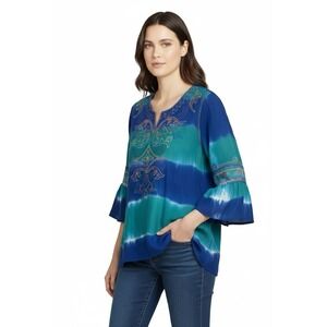 Calessa Embroidered Tunic Top Size L Boho Artsy Hippie